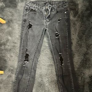 Mid-Rise Ankle Jegging Ripped Black Size 2